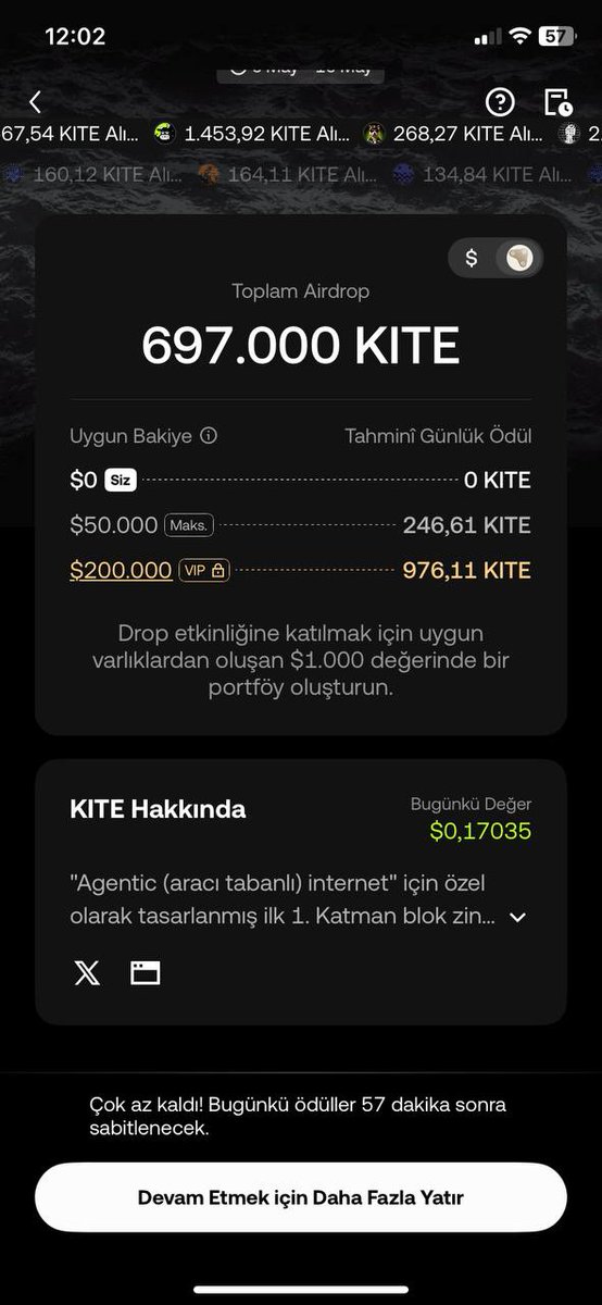 FekkW's tweet photo. OKX TR’de X Drops Kulübü’nün yeni etkinliği KITE başladı.

Hesabında minimum $1,000 değerinde geçerli kripto varlık(TRY, USDT, USDC, USDG ve DAI dışındaki tüm kripto varlıklar) bulunduran kullanıcılar, günlük ödül havuzundan pay kazanabiliyor. Üstelik staking veya varlık kilitleme şartı bulunmuyor.

Kampanyada ne kadar erken yer alırsan, etkinlik sonunda kazanacağın ödül miktarı da o kadar artıyor.

Toplam ödül havuzu: 697,000 KITE

Kampanya tarihleri:
6 Mayıs 2026 13:00 - 16 Mayıs 2026 13:00 (TSİ)

https://t.co/rGalarRU9d