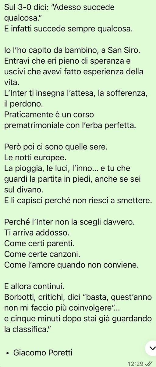 Quello che dice Giacomo Poretti per descrivere il suo essere Interista è così vero, che devo condividerlo con tutti voi. 🖤💙🇮🇹