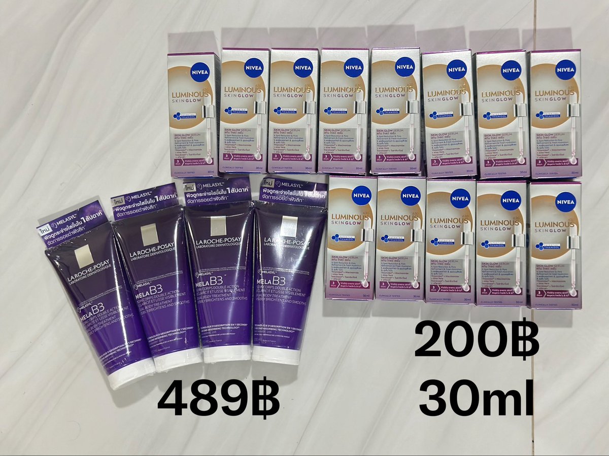 1. Laroche Mela B3 โลชั่นผิวใส ลดเม็ดสี ตัวใหม่ล่าสุด 489฿✅(from690) มี4

2. Nivea luminous skin glow 30ml 200฿ มี10✅

ค่าส่ง ems 35฿ 2ชิ้นขึ้นไปเหมาส่ง40฿

#EucerinXDaouOffroad
#NIVEAxFIRSTKHAOTUNG 
#FirstKhaotung