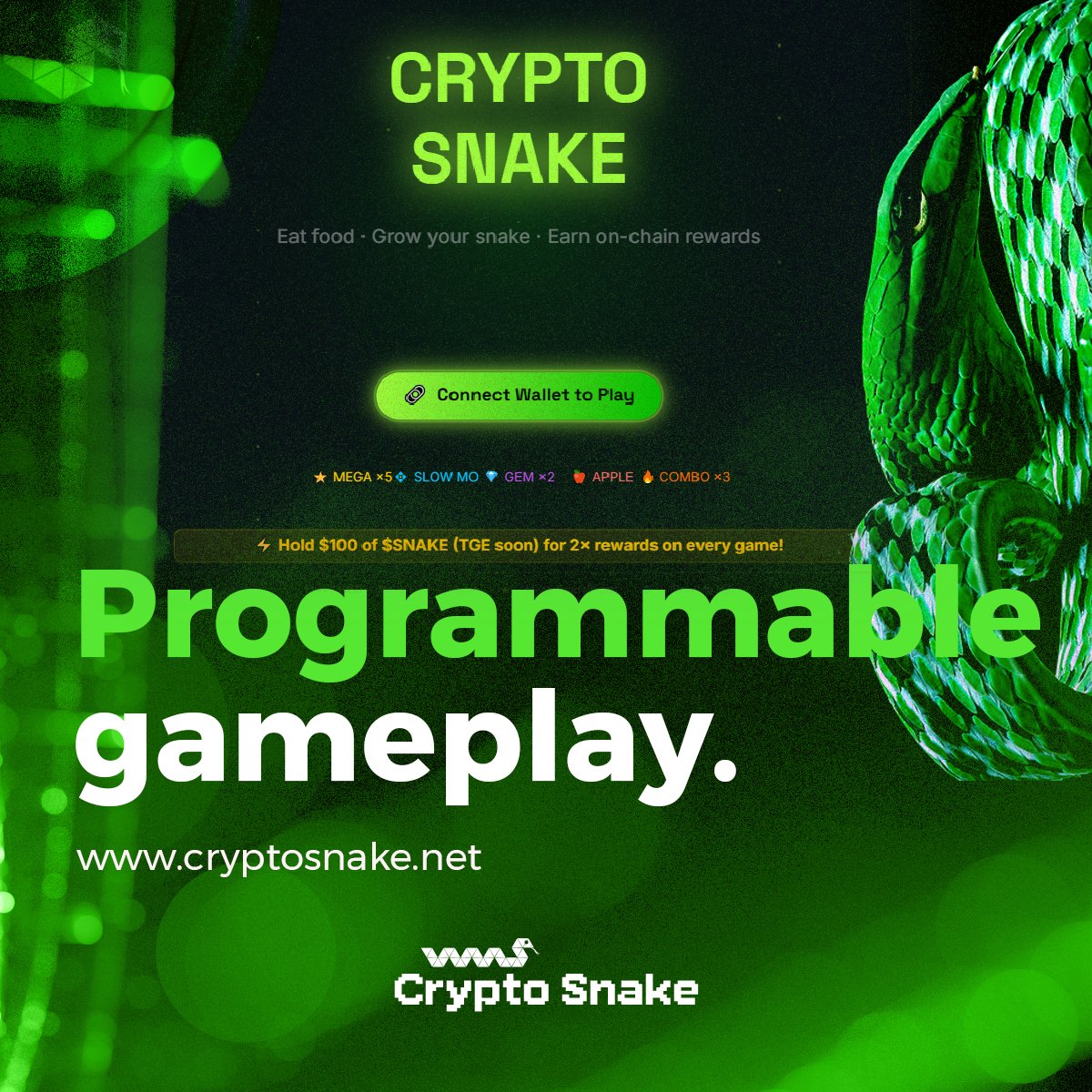 cryptosnakenet's tweet photo. 🎮 Programmable gameplay.

Token-driven participation 🐍

👉 https://t.co/l1hq2EsiLv

#CryptoSnake #ProgrammableTokens #SnakeFam #PixelGaming #Web3Arcade https://t.co/sk1ZSv6sJo