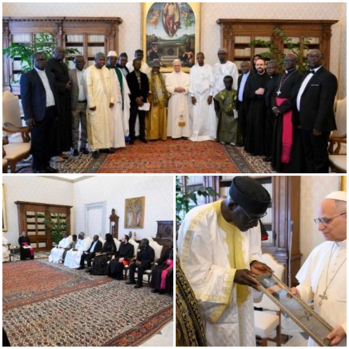 ambasenvatican's tweet photo. Ce jour, Pape Léon XIV a reçu en audience les representants des confréries musulmanes senegalaises ainsi que  ceux de l’eglise. Dans son intervention, Il a indiqué que le dialogue interreligieux est un moyen précieux pour atténuer les tensions et construire une paix durable. https://t.co/U5f4SG2gZu