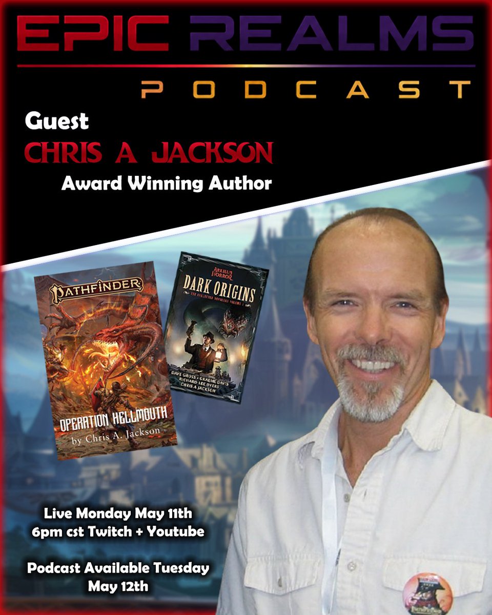 CaptDrake121's tweet photo. This week's guest is amazing author Chris A. Jackson. We will catch up on his life since last time he was with us. Come join us for the Live show and bring your own questions https://t.co/By6dWO3uUd