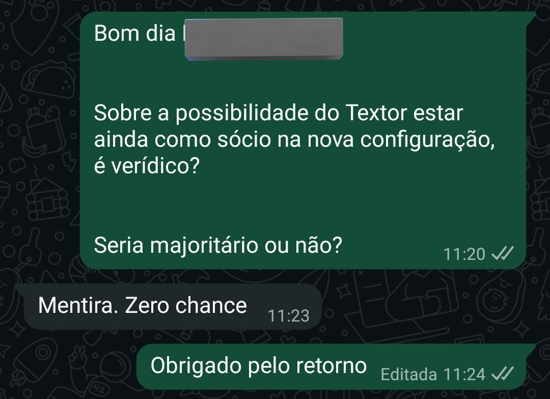 <a href="/GeralAlvinegros/">✮ ✪ Geraldinos Alvinegros ≛≣ 彡</a> Segundo o que eu e você apuramos de gente dentro do processo: "Chance Zero (do Textor fazer parte de um novo quadro societário)"
