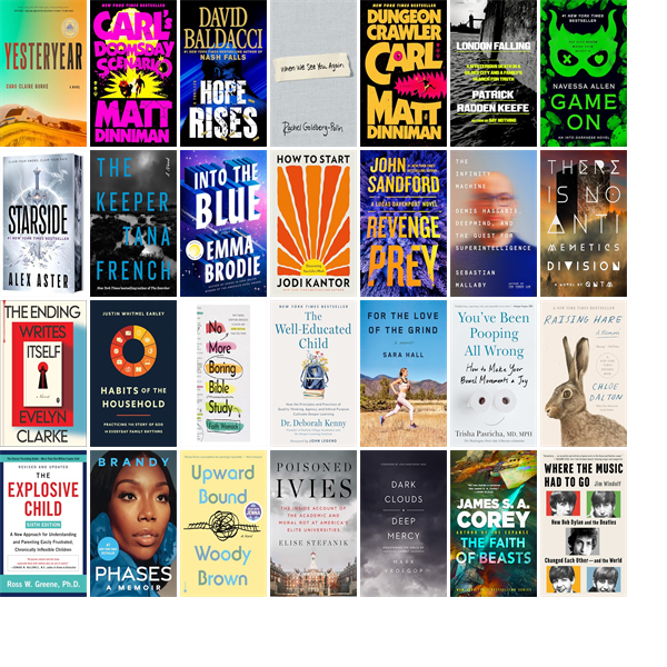 hendolibrary's tweet photo. This week the Henderson County Public Library has 449 new books.  New items include Yesteryear, Carl's Doomsday Scenario, Hope Rises, When We See You Again, Dungeon Crawler Carl, London Falling, Game On, Starside, The Keeper, and Into the Blue. https://t.co/Zel64CNTYK https://t.co/4E5UU9peP9