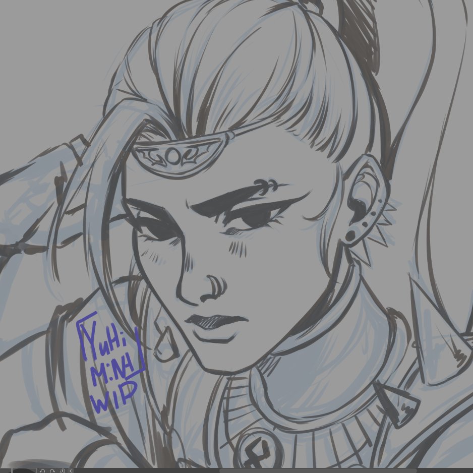 YuHiMint's tweet photo. Still slowly sneaking through the game
So here's the Meg WIP~

#HadesGame #sketch #Megaera https://t.co/4UxmqhUcxm