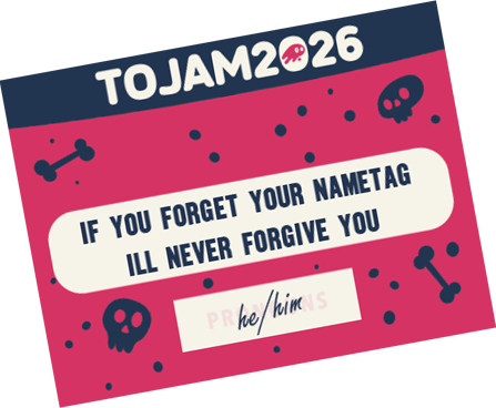 torontogamejam's tweet photo. GOOOOOOOD MORNING JAMMERS! It's Day 2 of #TOJam2026! Don't skip breakfast! And if you're jamming in-person remember that we can't let you in without a nametag! We wouldn't want some unknown serial killer going on a murder spree at the jam, we at least need to know their name. https://t.co/poRSiyzLiB