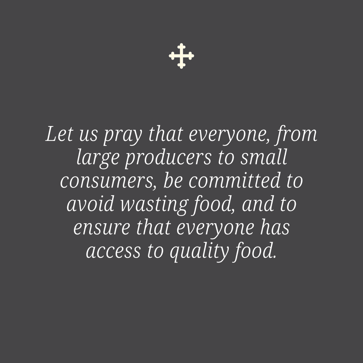 The_CFGP's tweet photo. This month, we join Pope Leo XIV in praying that everyone might have food. Take a moment to unite your heart with this intention. 🙏

Watch Pope Leo’s prayer video here ➡️ https://t.co/oISHLwFsGY https://t.co/5kZJyEwwFN