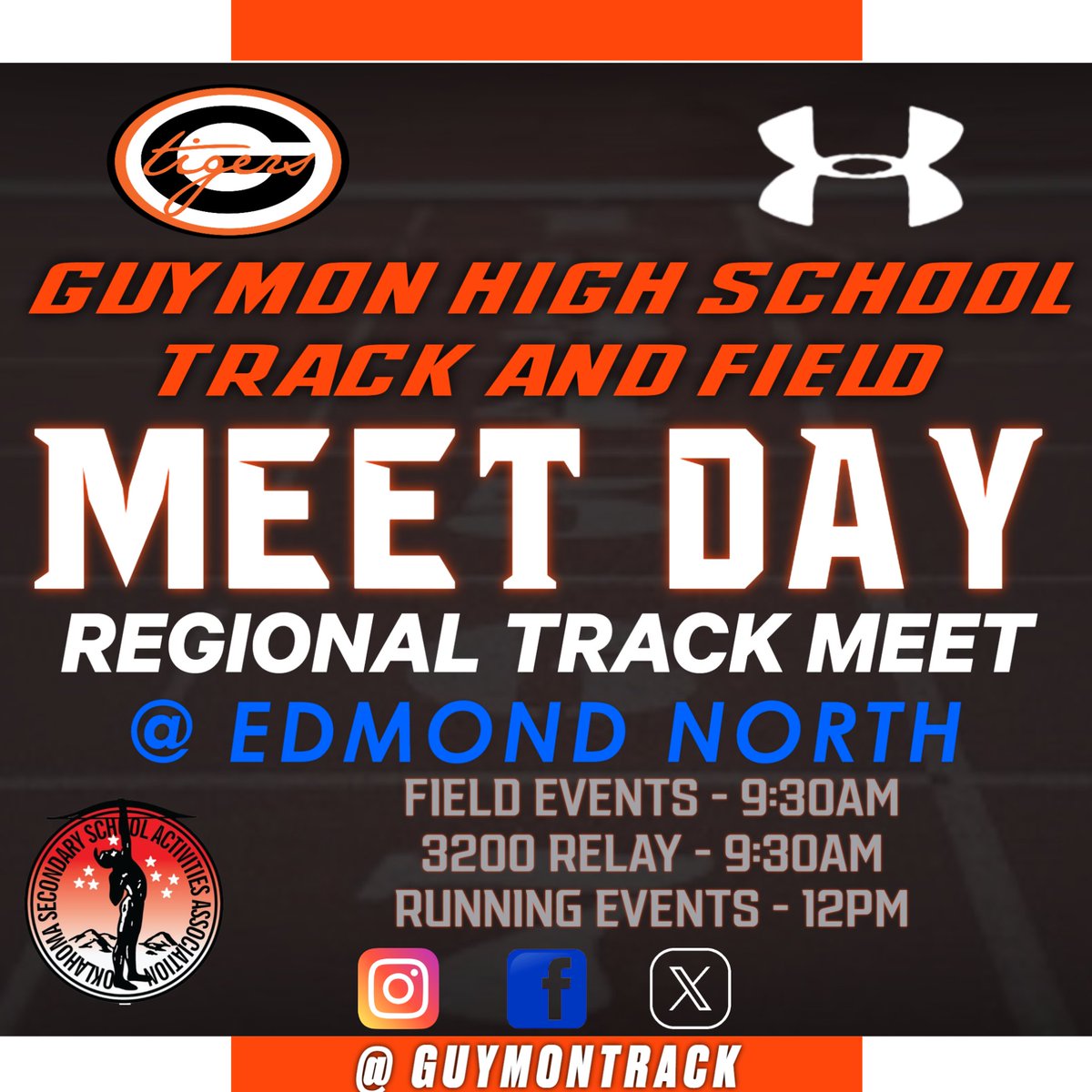 GuymonTrack's tweet photo. Regional Track today at Edmond North! Go Tigers!
Live Results: https://t.co/jN5f9JX7fN https://t.co/MUUWMCzzcG