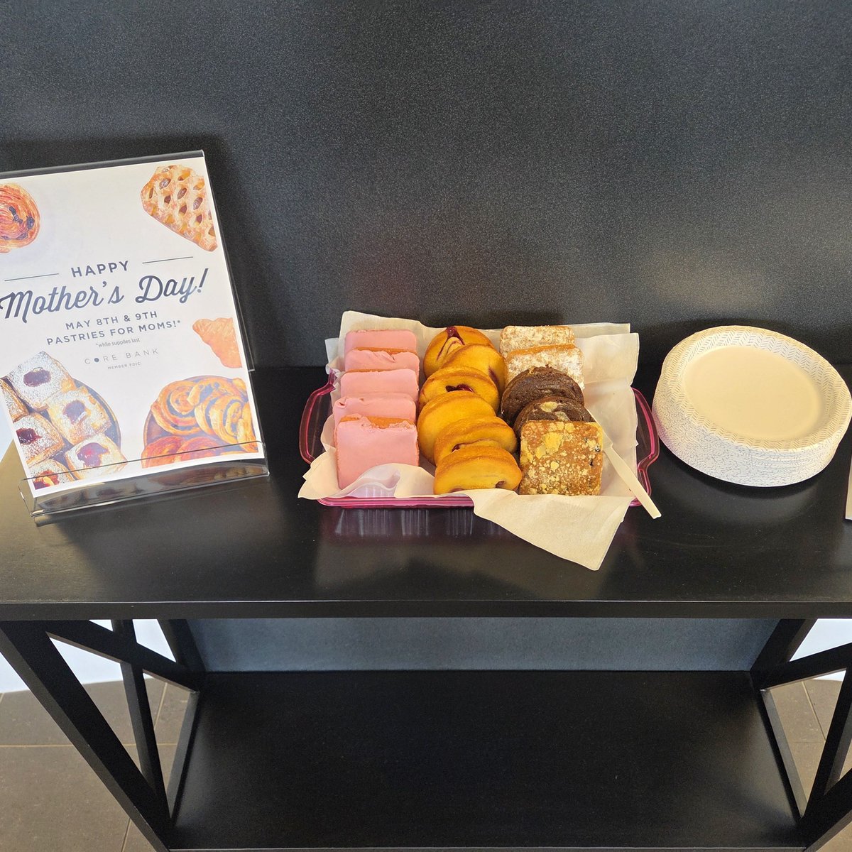 corebank's tweet photo. 🚨Calling all moms! 🎉 Stop by at any Core Bank location today for a complimentary pastry for #MothersDay 💖 https://t.co/XBNmHA0PIl