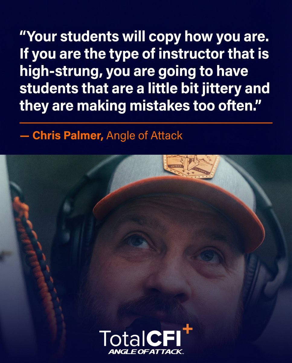 angleofattack's tweet photo. Research in aviation human factors consistently shows that instructor demeanor directly impacts student performance and anxiety levels.

A high-strung instructor produces anxious students who make more errors. A calm, regulated instructor produces students who can focus, process, and perform.

The TotalCFI course teaches instructors how to manage their own energy as a deliberate instructional tool.

Full course details at https://t.co/Nn1Is396X9.

#CFI #flying #aviation #studentpilot #learntofly