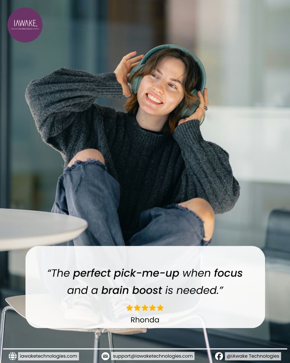 iAwakeTech's tweet photo. Rhonda on Brain Awake: "Middle of the day — tiredness, brain fog, overwhelm. Thirty minutes felt like physical rest while waking my brain up to tackle what was next. No jarring sounds. You could physically rest into it." ⭐⭐⭐⭐⭐
That 2pm wall just met its match. 🧠🎧 https://t.co/KADdsFA7if