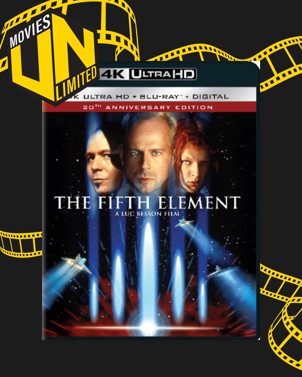 moviesunlimited's tweet photo. "The Fifth Element," starring Bruce Willis, Gary Oldman and Milla Jovovich, opened today in 1997. At the time of its release, it was the most expensive European production ever made. https://t.co/BDTt449ED1
#FifthElement #SciFi #MultiPass #Movie #Movies #Unlimited https://t.co/VizZ4SIyJp