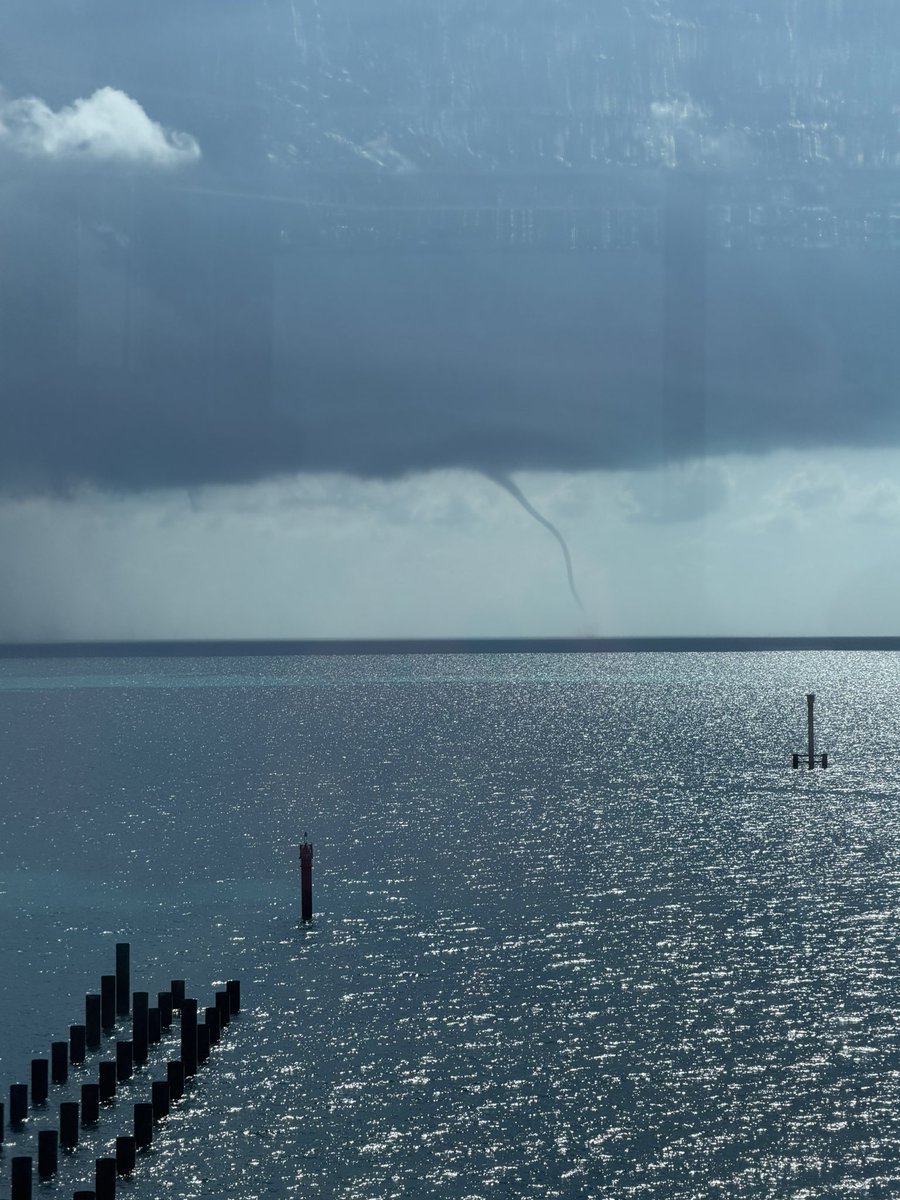 LMDubyah's tweet photo. Heyyyy @MSCCruisesUSA thanks for the free viewing excursion of a water spout from your island today! Very far in the distance but still cool to see. We unfortunately did not see 🌪️🌪️ twins or 🐄 cows. #weather #waterspout #vacation #cruise https://t.co/TeLGXKozjS