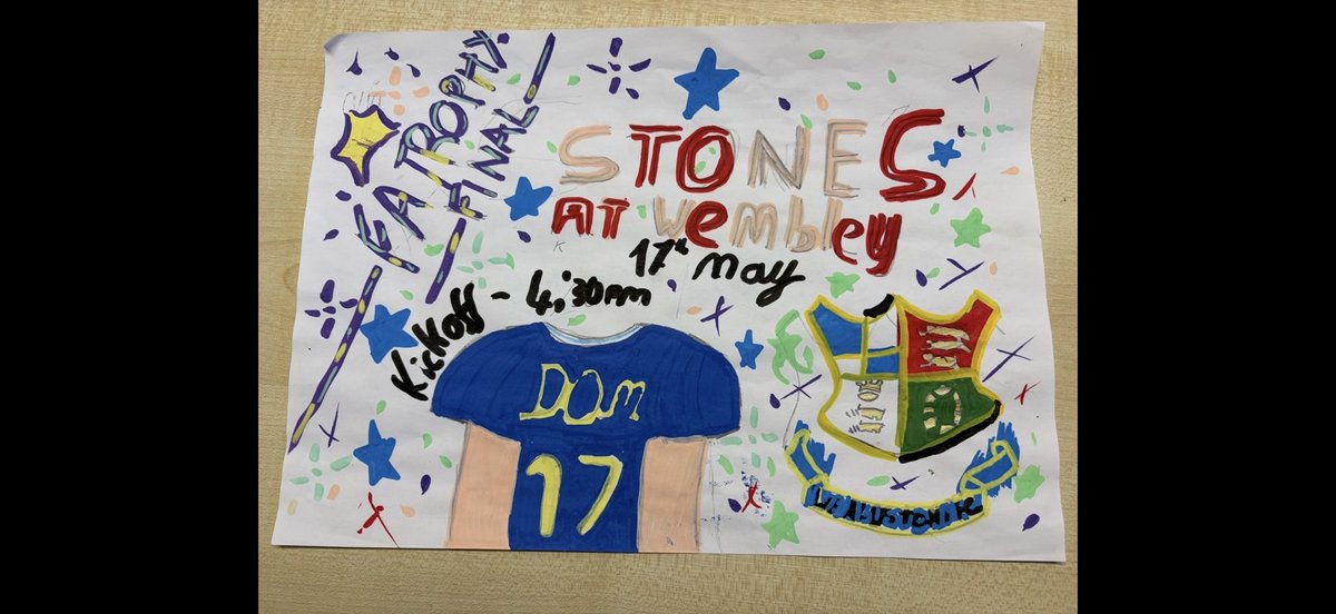 WealdstoneFC's tweet photo. 🎨 The children @StBernadettes60 took part in a poster competition for our visit to Wembley Stadium in the FA Trophy Final. 

Some fantastic designs! https://t.co/xeKco1M7aQ