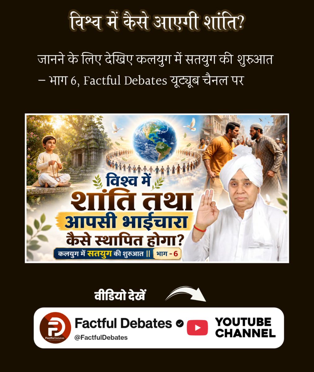 pankaj11213's tweet photo. #कलयुगमेंसतयुगकीशुरुआत_भाग6

विश्व शांति का वैज्ञानिक मॉडल जानने के लिए देखिए कलयुग में सतयुग की शुरुआत — भाग 6, Factful Debates यूट्यूब चैनल पर
 Visit Factful Debates YT https://t.co/gsciFfKNXd