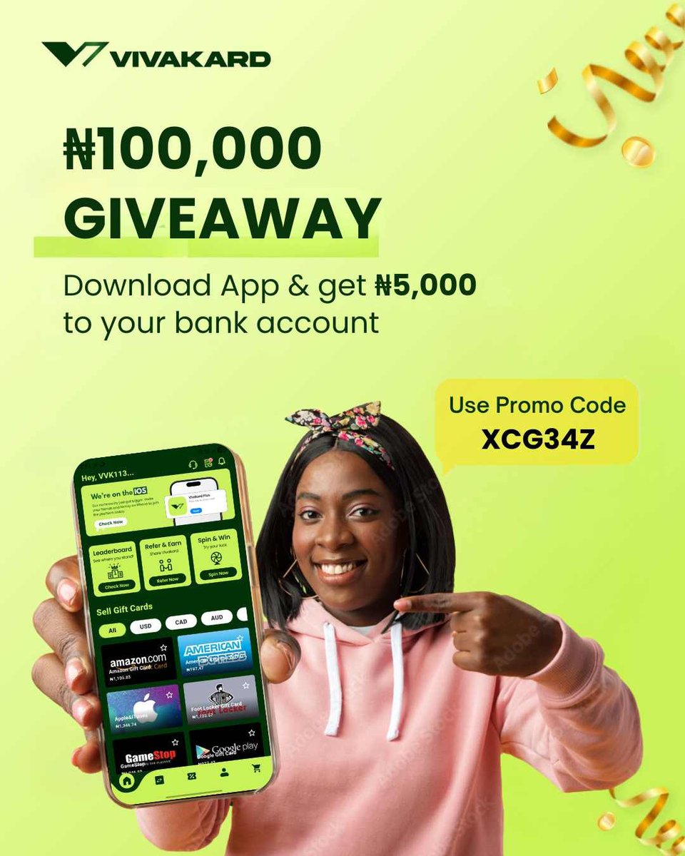 Faverysniper's tweet photo. 🚨₦𝟏𝟎𝟎𝐤 𝐆𝐈𝐕𝐄𝐀𝐖𝐀𝐘 from @VivakardApp
Sending 5k to 20 people sharp sharp!! 💸

1) Download the Vivakard app using code XCG34Z
2) DM me your bank account details, screenshots of App User Name & Referral code 
3) Join Vivakard telegram channel

All links in comment. 
Comment "Done" once you completed all steps!
