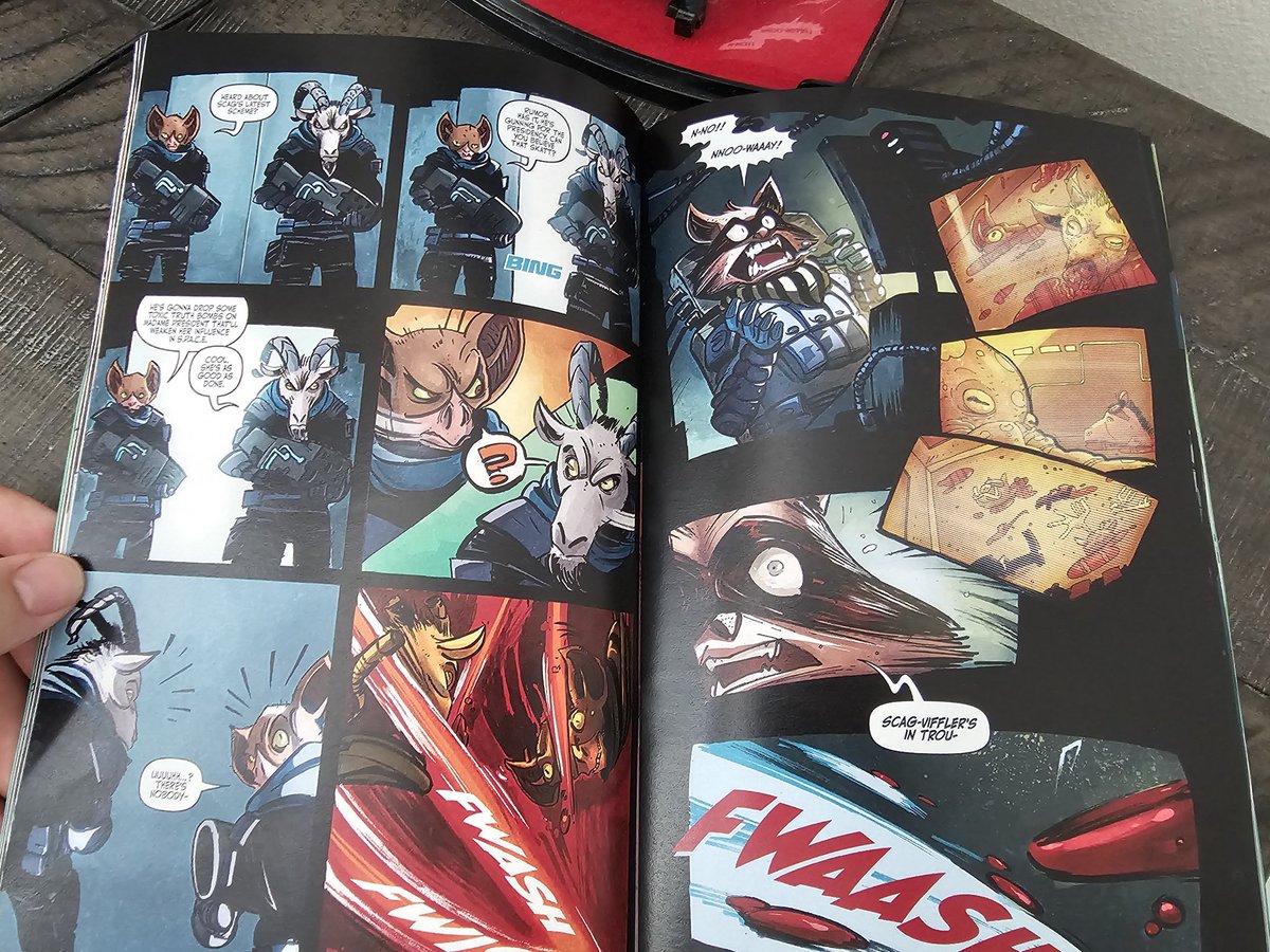 GeektasticGilly's tweet photo. DUO is finally a reality. We got over the prior printing mishap and are moving on with a new printer. This is their first proof and it looks amazing. Thanks to the art team for making this part of the GROM universe, and the KS backers who helped make it happen! https://t.co/T37A3aoO4N