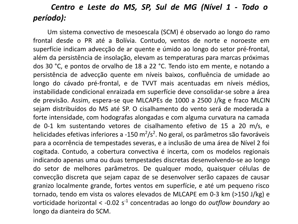 Previsão convectiva de hoje (09/05/2026), válida até 12Z de amanhã.