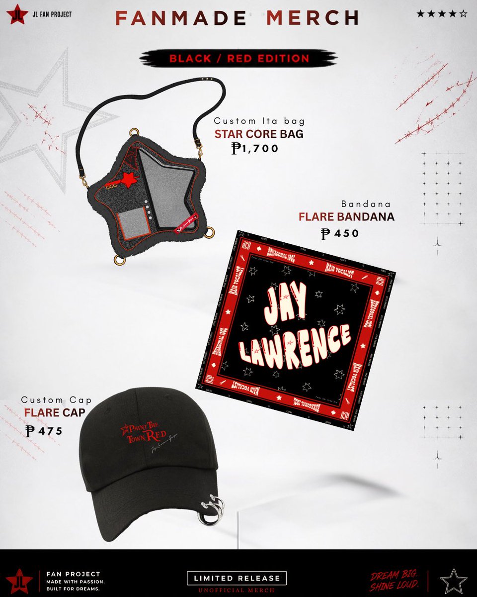 JLGlobalFanbase's tweet photo. FAN PROJECT MERCH INTEREST CHECK 🚨

In line with the upcoming AHOF Tour projects we’ve prepared for JL, we want to hear your pulse on our fan-made merch inspired by our theme:

Let the red be the light in the dark! 🔴✨

We’re planning to produce the following items:

✨ Custom Ita Bag
(This item has a 3-month production timeline, so please choose this only if you’re willing to wait.)

✨ Bandana (3 weeks production)
✨ Cap (3 weeks production)
✨ Shirt Design
(Design reveal coming soon 👀)

We’d love to know if you’re interested in supporting these items.

If you’re in, comment:
“YES” + the item/s you’re interested in

This will help us check if we can reach the minimum quantity requirement for each item.

📌 Note: These fan project merch items will help fund upcoming JL fan projects, including preparations for his 23rd birthday celebration, which we’re already working on.

#AHOF #아홉
#AHOF_JL #제이엘
