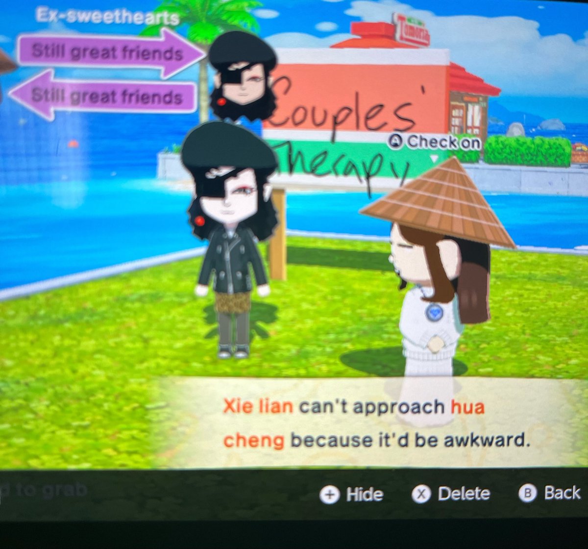 onisdiary's tweet photo. They had the gall to break up; so I forced them on a mini island together https://t.co/wTyMnEb7lk