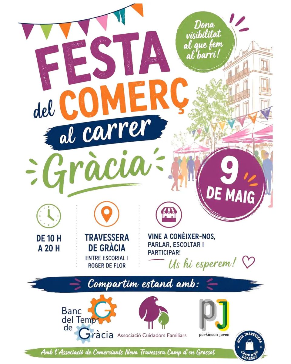 cuidadors's tweet photo. #BonaGent! Tal i com us  vam dir,aquest matí, amb @JOSALTES @TorruellaM, Banc del Temps de Gràcia, Assoc. Parkinson Jove i Assoc. de Cuidador@s Familiars, hem estat a la Festa del Comerç al Carrer a Gràcia, hem fet d'altaveu: #parkinson #temps #dependència, ha estat fantàstic! https://t.co/sYb1knjSg0