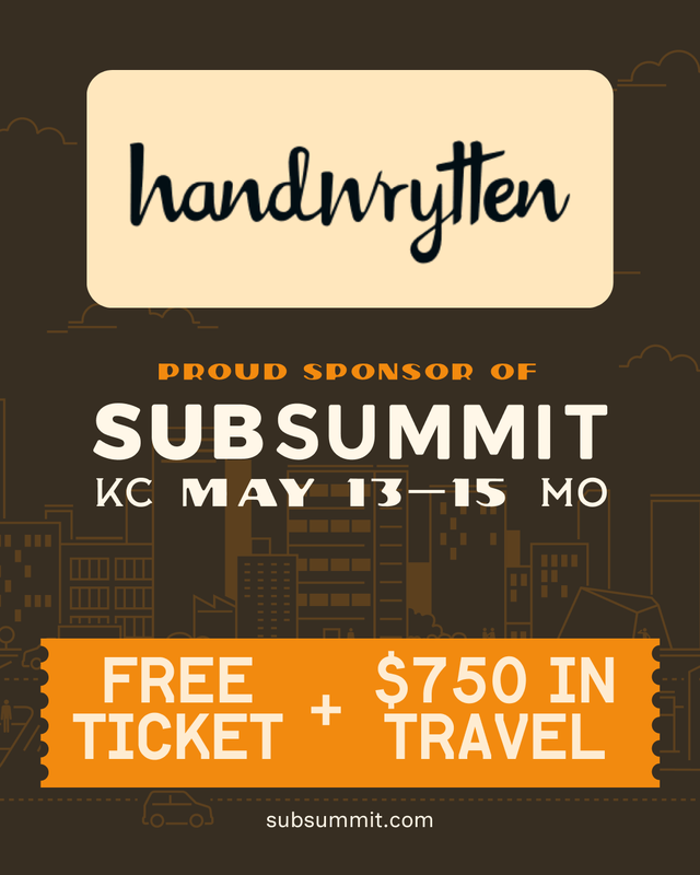 Handwrytten's tweet photo. Your customers don’t need another email. They definitely don’t need another discount code.

They remember handwritten notes ✍️

See it in action at @SubSummit
📍 May 13–15 | Booth 312

📲 Book time: https://t.co/61DgvHeCA0

#SubSummit #Retention #Ecommerce #CX #HandwrittenNotes https://t.co/27LmjRi8bt