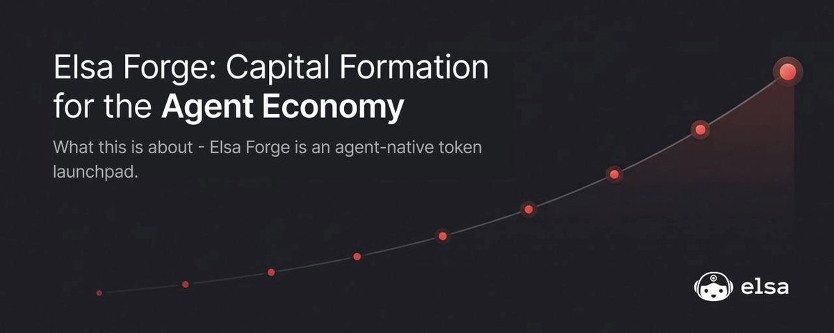 Kaffchad's tweet photo. Crypto already financialized humans pretty well.

Identity, reputation, income, credit, capital markets. The entire stack exists for humans coordinating capital onchain.

Now software is starting to need the same thing. once agents become real economic actors, they also need working capital.

What I find interesting about @HeyElsaAI is the direction they’re pushing with the infra stack around this thesis.

Aegis gives agents identity and reputation.

AetherForge gives them execution and deployment rails.

I especially like Elsa Forge because it’s the capital formation layer sitting on top of the stack.

If agentic commerce really grows from $8B in 2026 toward a multi-trillion market, then agents will need financing too.

Instead of launching random AI tickers disconnected from actual usage, they’re trying to tie tokens directly to verifiable agent performance, execution proofs, and real onchain activity.

Not just buying exposure to a ticker, but to an auditable software entity with measurable economic behavior attached to it.

$Elsa is building toward something much bigger.