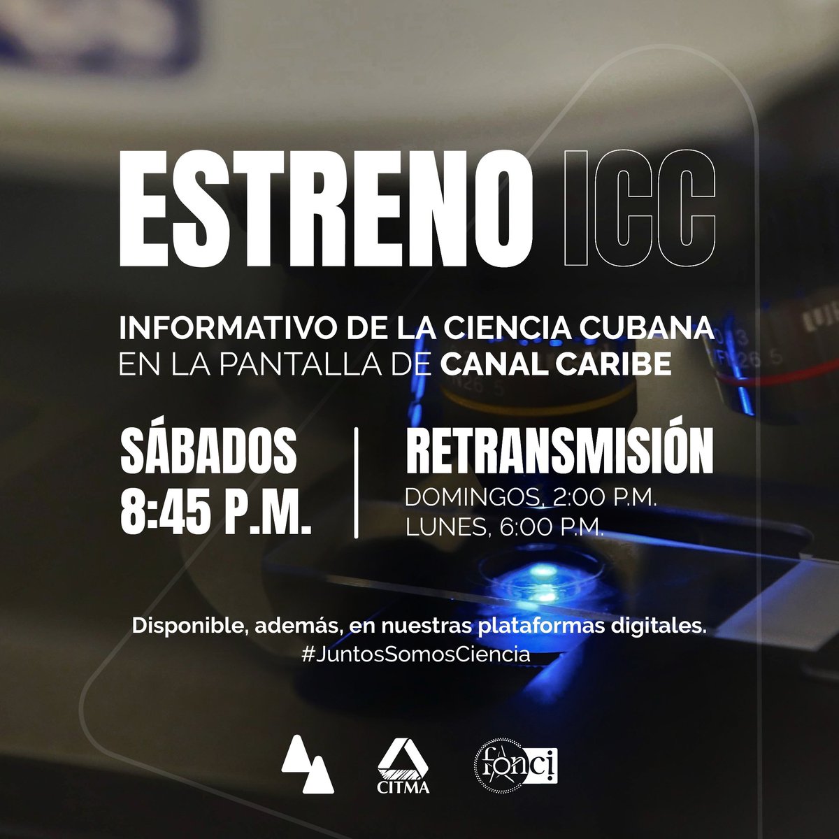 ObservaCiencia's tweet photo. ¡Estrenamos la primera emisión de 2026!

El #InformativoDeLaCienciaCubana regresa a  la pantalla de @CanalCaribeCuba a partir de este sábado, a las 8:45 p.m. 

#JuntosSomosCiencia. https://t.co/iJaaaf3cJm