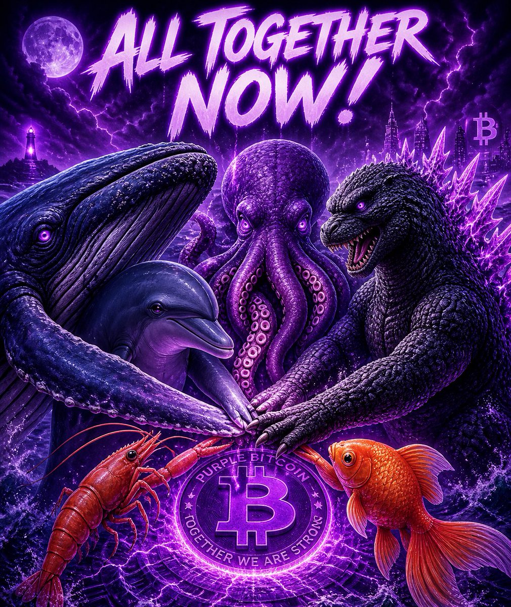 PurpleBullock's tweet photo. From whales to shrimps… from silent holders to loud creators…
EVERY single person here matters. 💜 solana:HfMbPyDdZH6QMaDDUokjYCkHxzjoGBMpgaUvpLWGbF5p 

This isn’t just another crypto project anymore.
It’s energy.
It’s belief.
It’s a movement growing stronger every single day.

The charts move because the community moves.
Every post. Every raid. Every meme. Every holder. Every builder.

Big fish. Small fish. Doesn’t matter.
We rise together.

⚡️ ALL TOGETHER NOW! ⚡️

#PurpleBitcoin #PBTC #CryptoCommunit