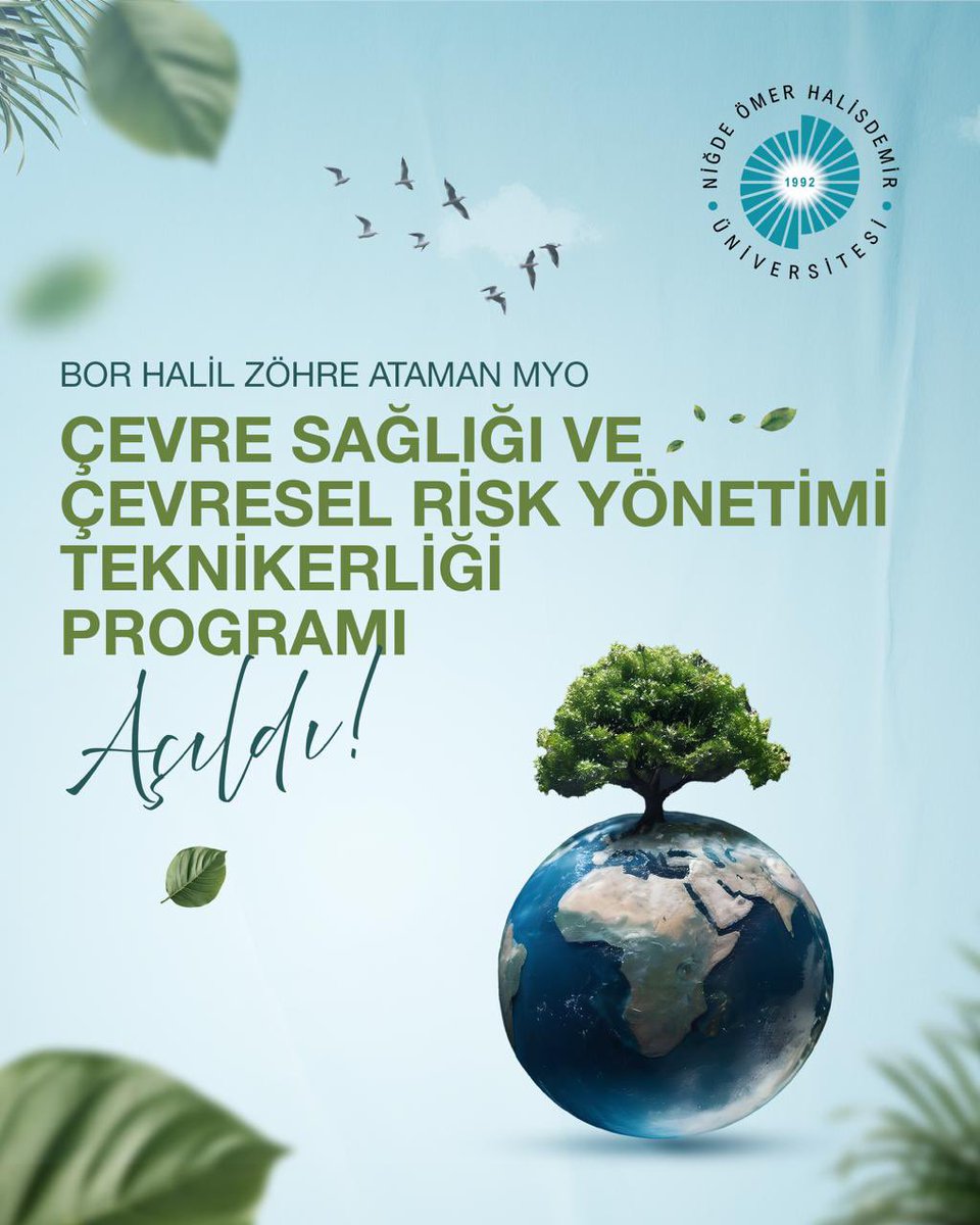 DrHasanUslu's tweet photo. Üniversitemiz Bor Halil Zöhre Ataman MYO’da disiplinler arası eğitim sunacak Çevre Sağlığı ve Çevresel Risk Yönetimi Teknikerliği Bölümü açıldı. Sürdürülebilir bir gelecek için atılan adım Üniversitemize hayırlı olsun. 🌍🌱
#NÖHÜ
#Niğde https://t.co/ZJTOZFQmZO