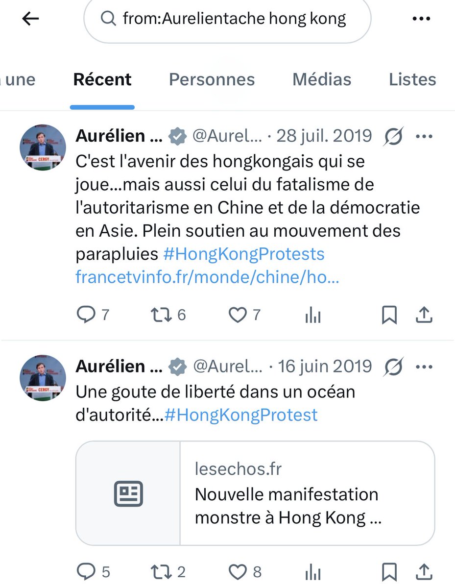 Je suis allé vérifier ce qu’a dit la Tache auparavant sur Hong Kong