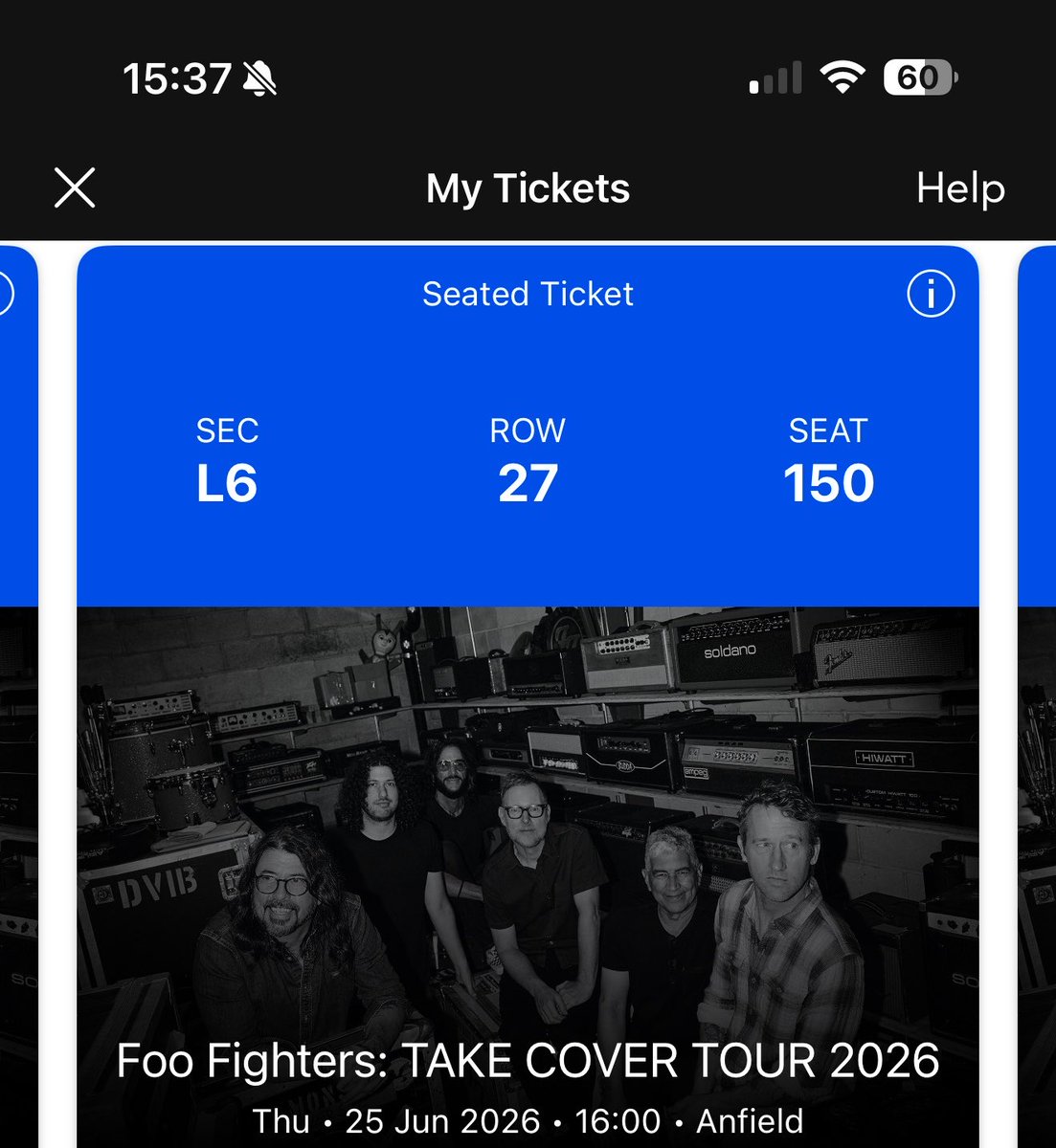 ebedding_'s tweet photo. Selling 3x Foo Fighters tickets - Anfield, Liverpool for 25/06. 

Seated: L6 - Row 27 - 149, 150, 151 

£200 each ONO 🎸 https://t.co/By23cc8xAc