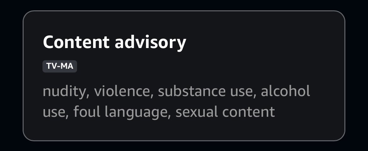 an content advisory for Off Campus was added on the prime website with the rating TV-MA