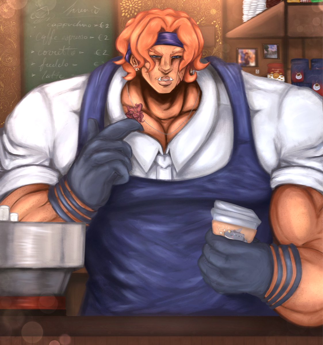 qu33n0fcha0s's tweet photo. barista squalo !! 🦈☕️ https://t.co/jLMLcALJAb