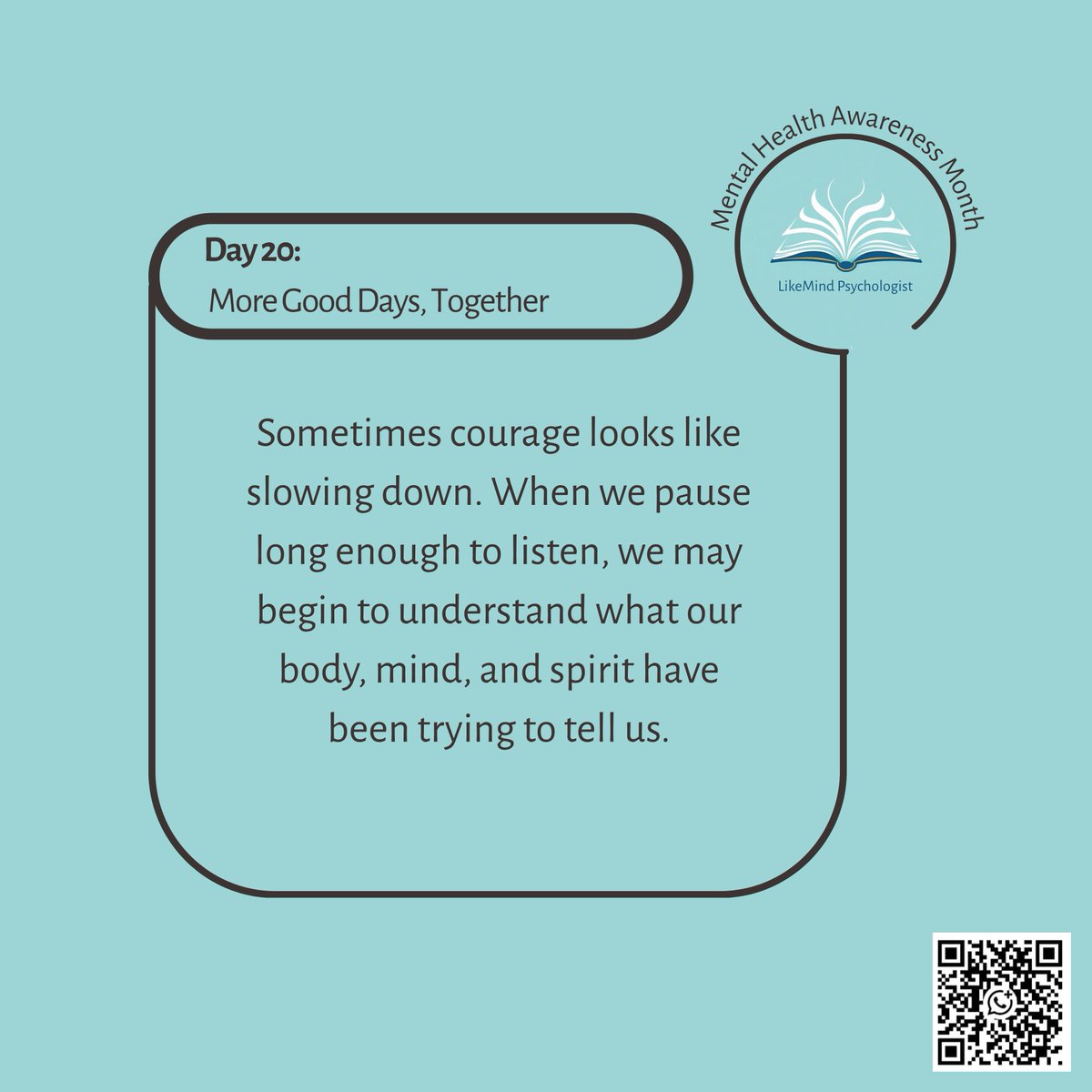 LMPsychologist's tweet photo. Day 20
#faithandmentalhealth
#mentalhealthawarenessmonth #moregooddaystogether https://t.co/ppUAGYYGwU