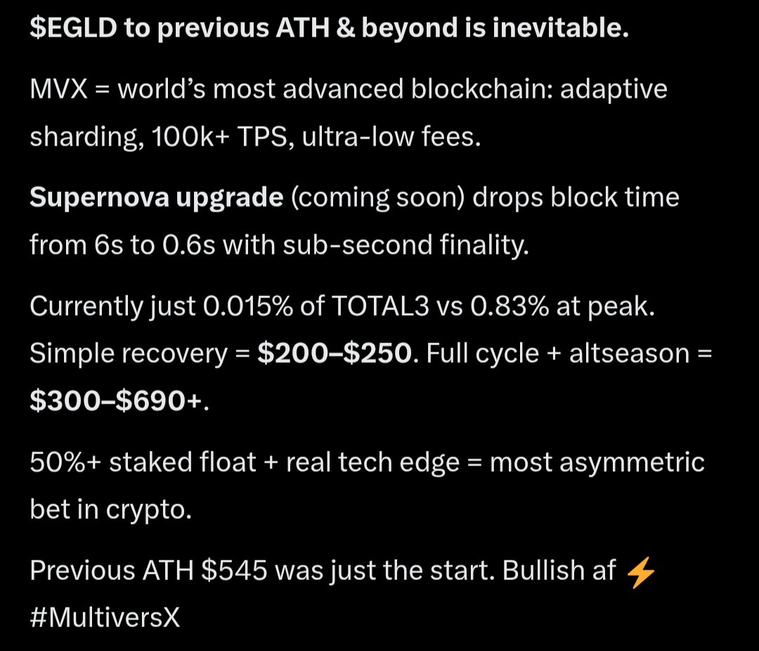 ShaneMack26's tweet photo. $EGLD = Best assymetrical bet. Buy/stake and just wait. It's that simple. If you can't see these prices and price suppression as an opportunity than you simply don't belong in this space. https://t.co/5hMS7GP63w
