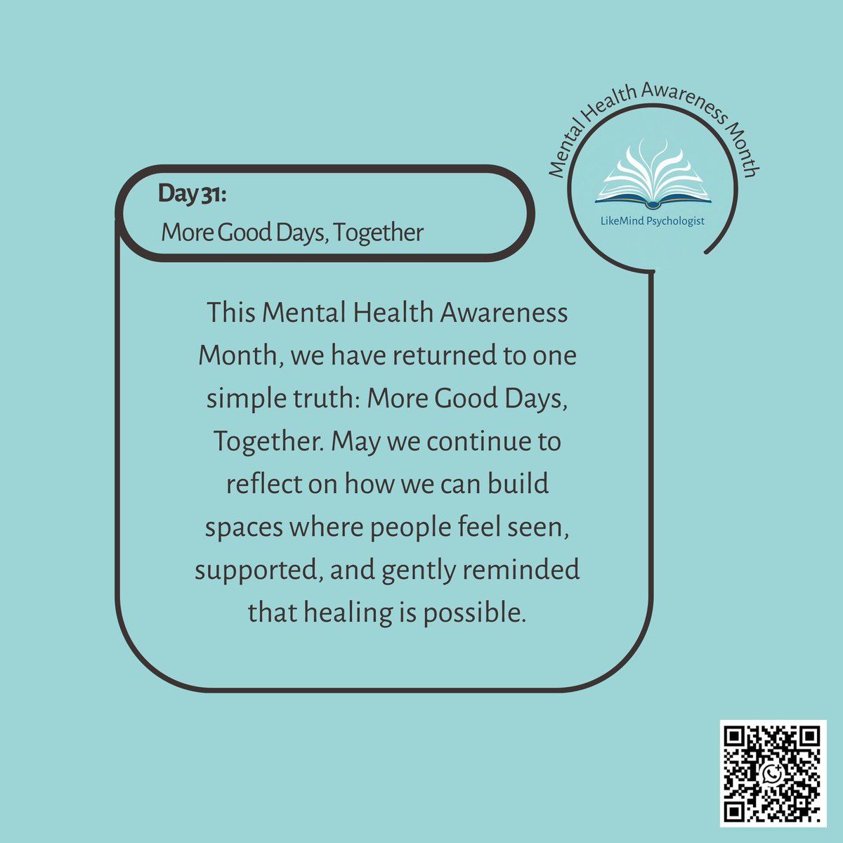 LMPsychologist's tweet photo. Day 31
#faithandmentalhealth
#mentalhealthawarenessmonth #moregooddaystogether https://t.co/HNptrLFNBo