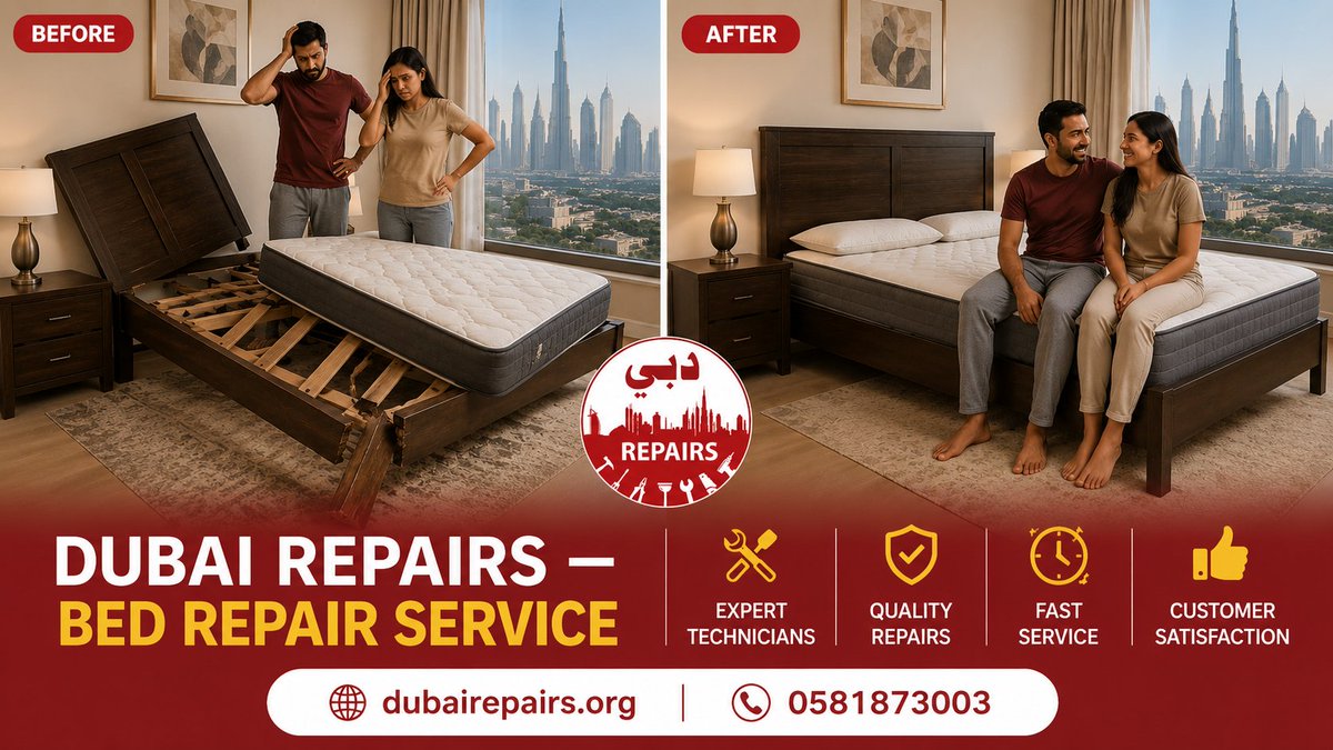 DuRepairs's tweet photo. Bed creaking? Leg cracked? Slats broken?
Our carpenter fixes it AT YOUR HOME — same day.
Legs, slats, headboard, joints, rails — all bed types and sizes.
📞 0581873003
🔗 https://t.co/pWMQ3gNG3l
#BedRepairDubai #DubaiRepairs #FurnitureRepair #CarpenterDubai https://t.co/MWnAk8UFS1