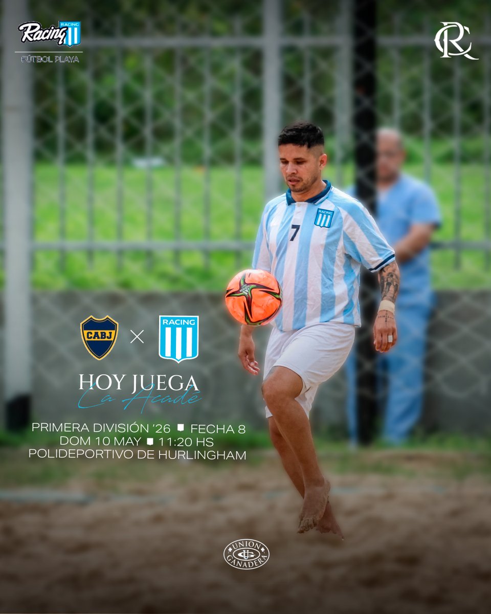 RacingClub's tweet photo. ⚽️ Campeonato de Primera de fútbol playa
🏆 Fecha 8
🆚 Boca 
🗓️ 10/5
🕚 11:20
📍 Polideportivo Municipal de Hurlingham (Av. Gdor. Vergara 5499-5999, William C. Morris)
🎟️ Entrada libre y gratuita
📺 YouTube de AFA Fútbol Playa Oficial https://t.co/ZbH1s1237r