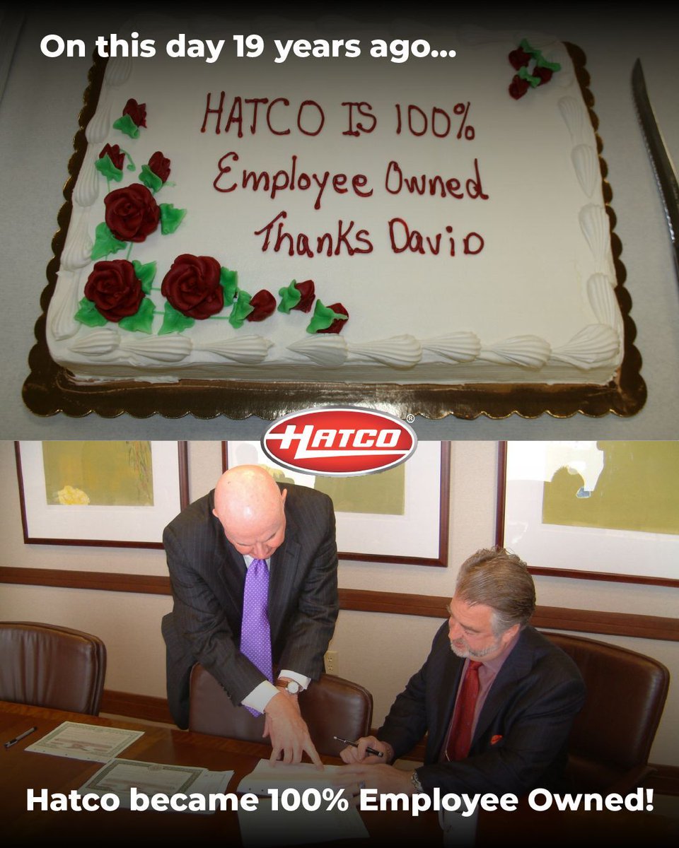 HatcoCorp's tweet photo. We remember the day we became 100% employee-owned like it was yesterday… but it turns out it was exactly 19 years ago in 2007! 🥳 We're lucky to celebrate the success of employee ownership – today and every day! #EmployeeOwned #ESOP #Hatco https://t.co/sSaw6UfoNf