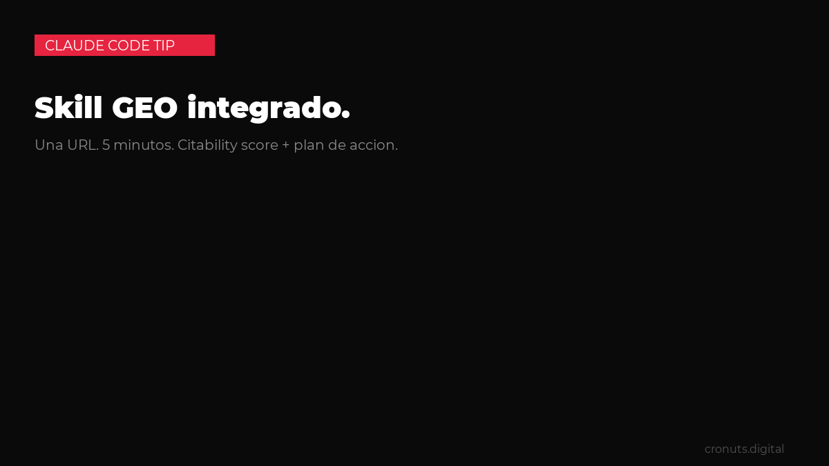 albertpuign's tweet photo. Claude Code tiene un skill de GEO que audita cualquier web para visibilidad en IA. Le doy una URL y en 5 minutos me devuelve: citability score, schema markup, acceso de crawlers IA, y un plan de accion priorizado. Gratis.

#ClaudeCode https://t.co/0Y9omCOjrN