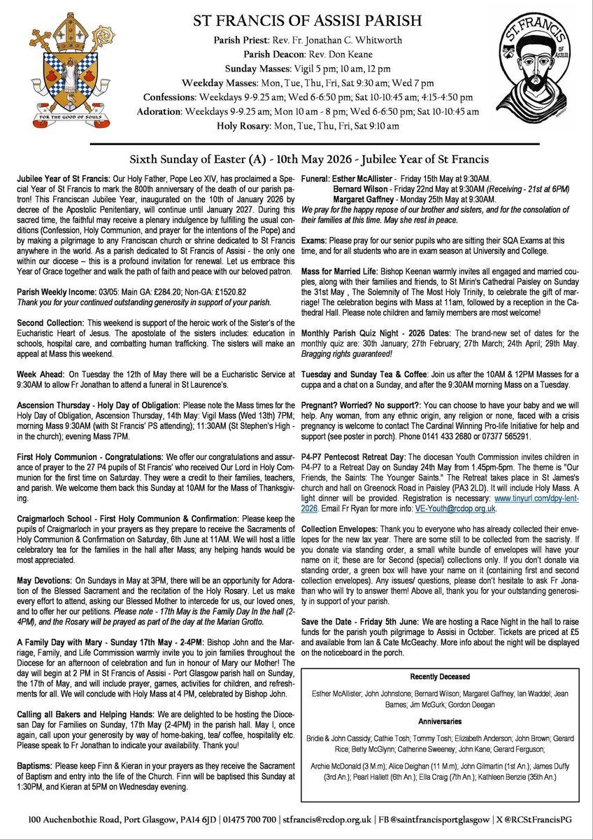 RCStFrancisPG's tweet photo. Our bulletin for this week: https://t.co/H0Nj2dmqyJ