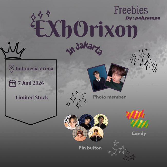 pahrampa's tweet photo. ᴇxᴏ ᴘʟᴀɴᴇᴛ #6 - ᴇxʜᴏʀɪᴢᴏɴ ᴊᴀᴋᴀʀᴛᴀ 

Freebies by : @pahrampa 

📆 7 June 2026 (Day 2)
📍 Indonesia Arena
⏰️ TBA

• Like &amp; RT very appreciated 
• Kindly tag me if you get one
• Limited qty

See u at concert ✨

#ExoPlanet6inJakarta #EXHORIZONinJKT #EXO https://t.co/WTFkddvPeh