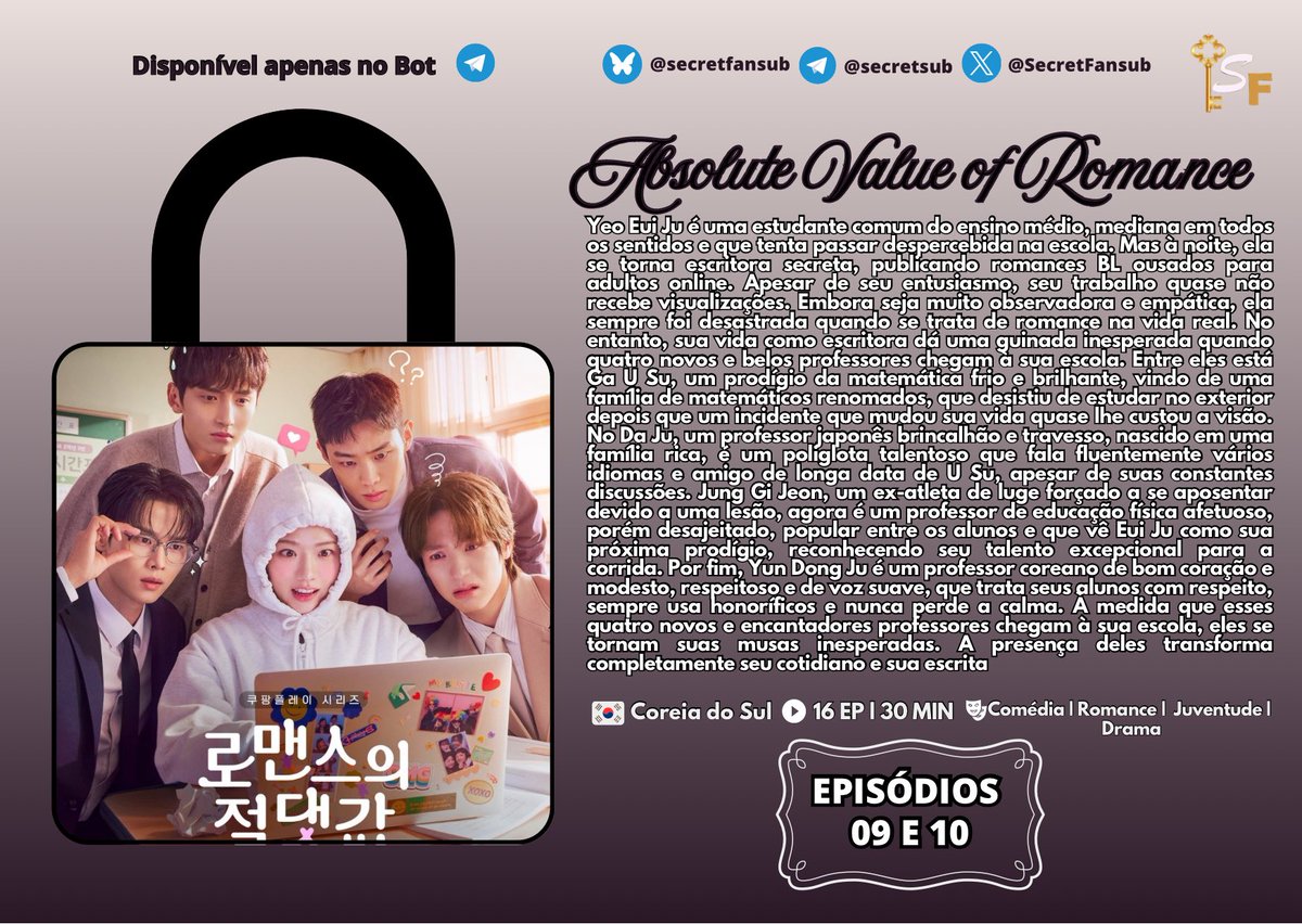 SecretFansub's tweet photo. [ Disponível apenas no BOT ] 

Drama: Absolute Value of Romance

📍Você pode encontrá-lo em :
Dramas ➡️ Em andamento https://t.co/WMH1hPo2nZ