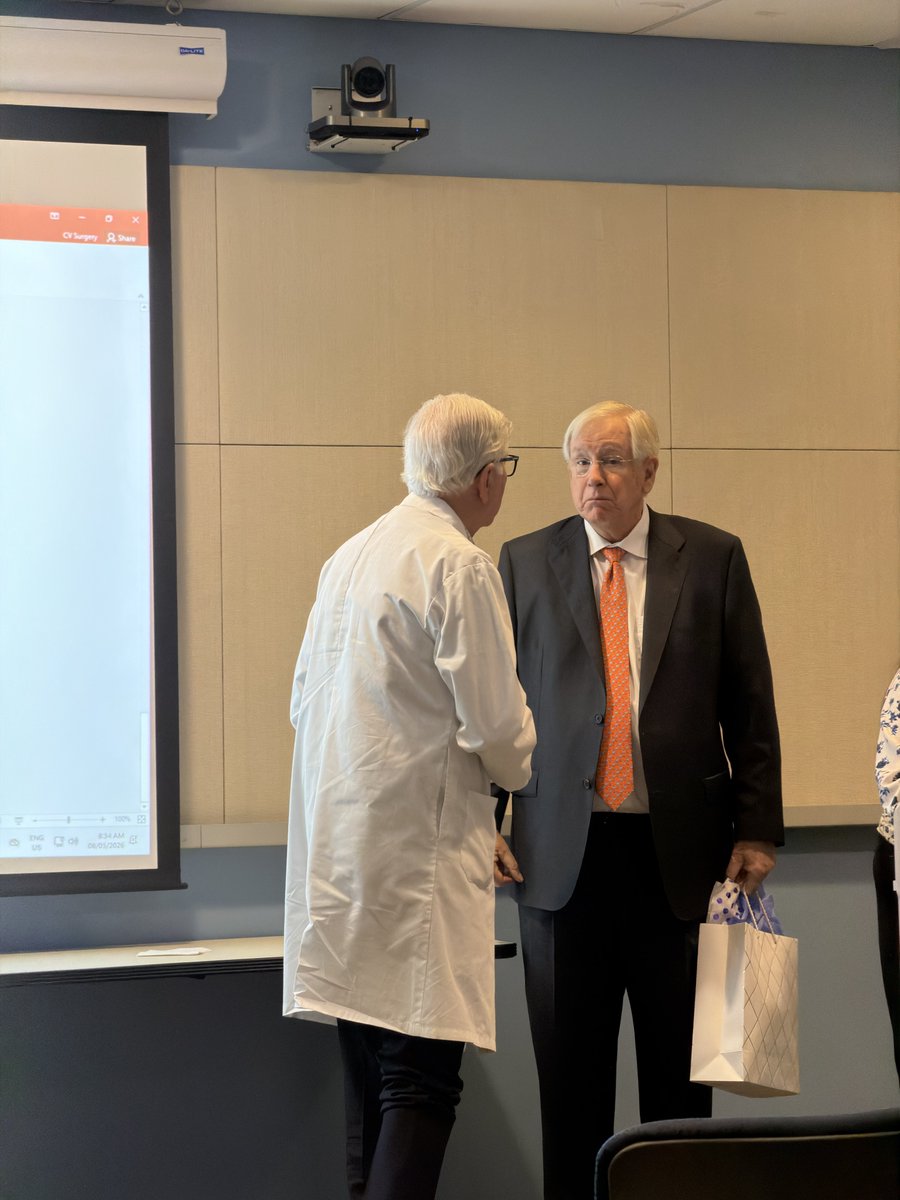 UofTCVsurgery's tweet photo. A huge thank you to Dr. Joseph Coselli for joining us at UHN Cardiac Surgery Grand Rounds today. Incredible talk on open thoracoabdominal aortic surgery in the endovascular era, followed by a great round table discussion with the residents.

We appreciated your time and insight! https://t.co/GgQFyXoykO