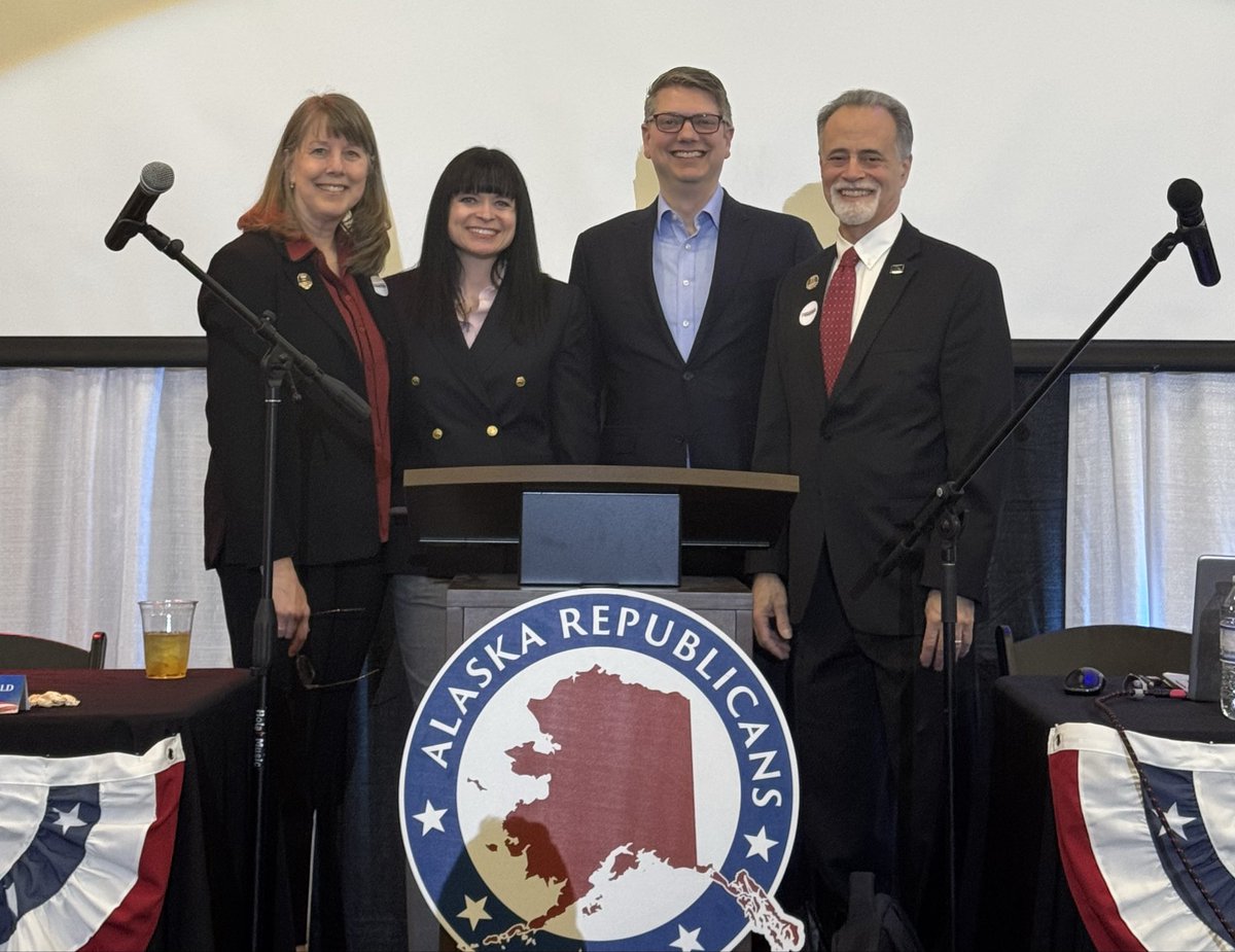 An amazing evening at the <a href="/akgop/">Alaska GOP</a> state convention dinner here with <a href="/msrwc1947/">MatSuRepublicanWomensClub Est. 1947</a> President <a href="/KathyMcCollum7/">Kathy McCollum</a>, our unanimously endorsed Alaska First fighter <a href="/NickforAlaska/">Nick Begich</a>, and our convention co-chair Mayor Peter Micciche. Thank you all  for all of your work for our Party and Alaska!