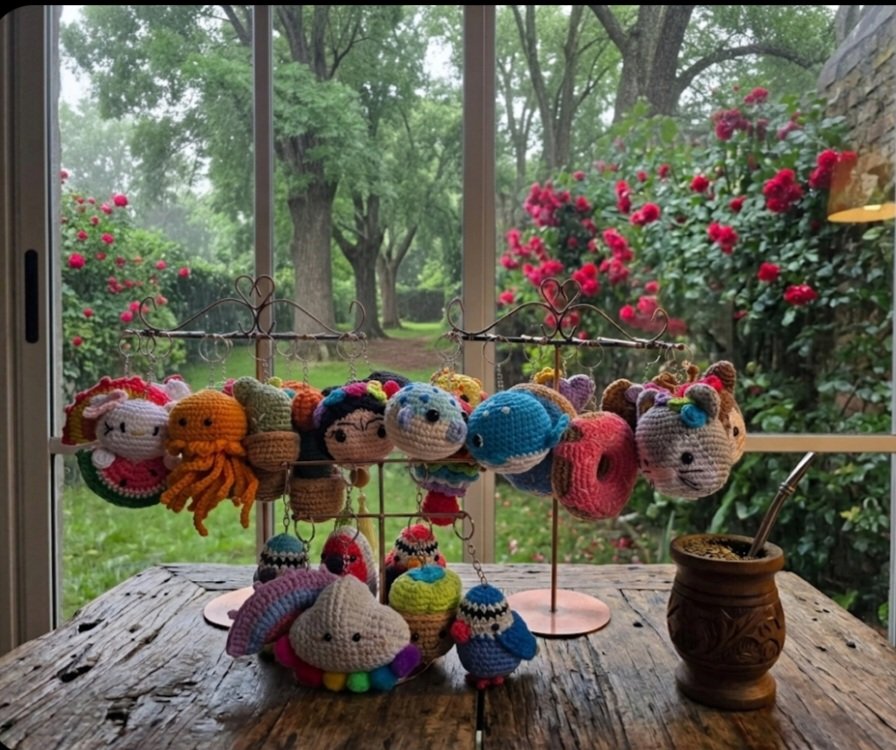 ArcoIrisCrochet's tweet photo. Mientras la feria se suspendió por la lluvia, yo sigo teje que teje 🧶💛
Hoy toca hacer llaveritos con mucho amor, unos ricos mates y mirar la lluvia por la ventana ☔🪟
Porque aunque el clima cambie, las ganas de crear nunca paran ✨ https://t.co/ulH7gIWm9k