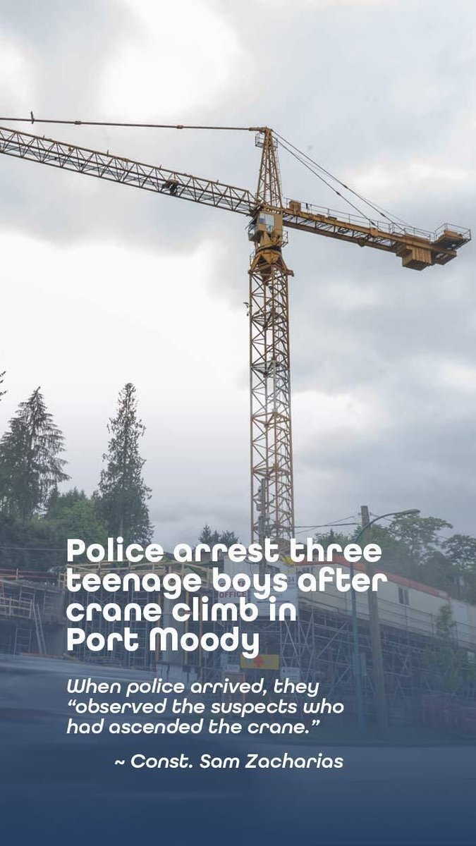 inletcurrent's tweet photo. Police arrest three teenage boys after crane climb in Port Moody 🦺

Read the full story - Link in Bio 🔗

#portmoody #portmoodynews #localnews #police https://t.co/ShyWXcFDKp