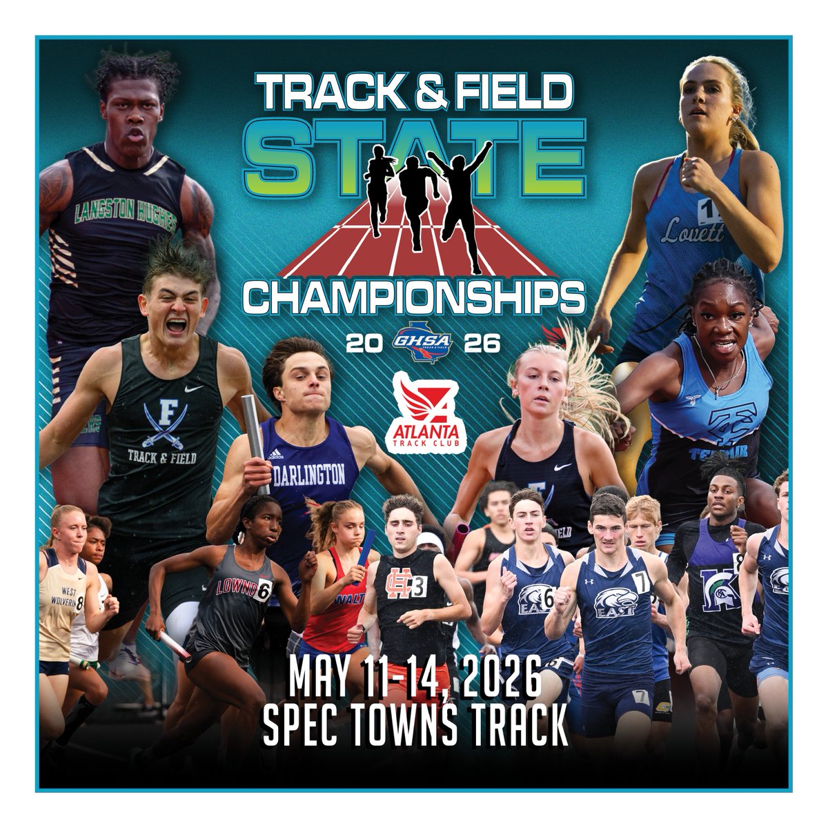 OfficialGHSA's tweet photo. Fast company at Track &amp; Field State Championships @AtlTrackClub on May 11-14 at the Spec Towns Track at @UGAAthletics Track and Field Complex. https://t.co/NG6Q3ROLtf
🎟️ Tickets @GoFanHS 
💻 Watch races live @NFHSNetwork.
🎽 View Fan Guide by @ScoreATL https://t.co/dfq2ntx2Bx https://t.co/hFnE0elyJT