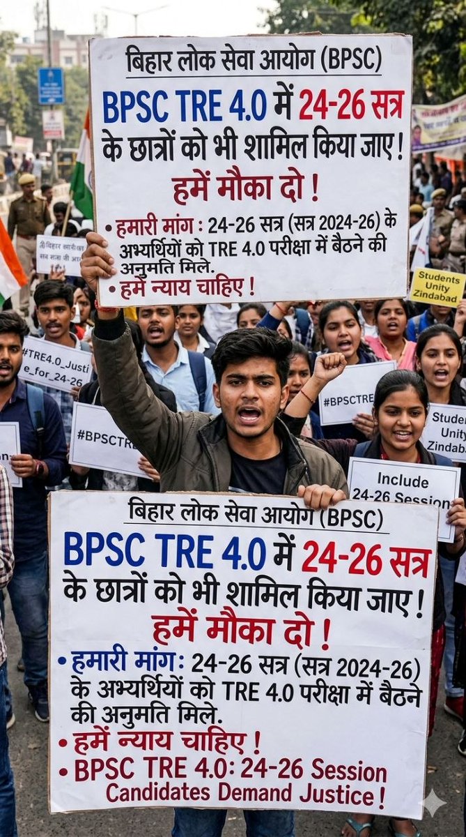 Roushan00347373's tweet photo. @mkrtiwari_bjp परिश्रम हमारा, पात्रता हमारी फिर हमसे भेदभाव क्यों? सत्र 2024-26 के बच्चों को TRE4 से बाहर रखना अन्यायपूर्ण है। अवसर की समानता हमारा संवैधानिक अधिकार हैं। @mkrtiwari_bjp @BPSCOffice @officecmbihar @BiharEducation_ @NitishKumar #Include_2024_26InTRE4 https://t.co/nmPM6MI8fD